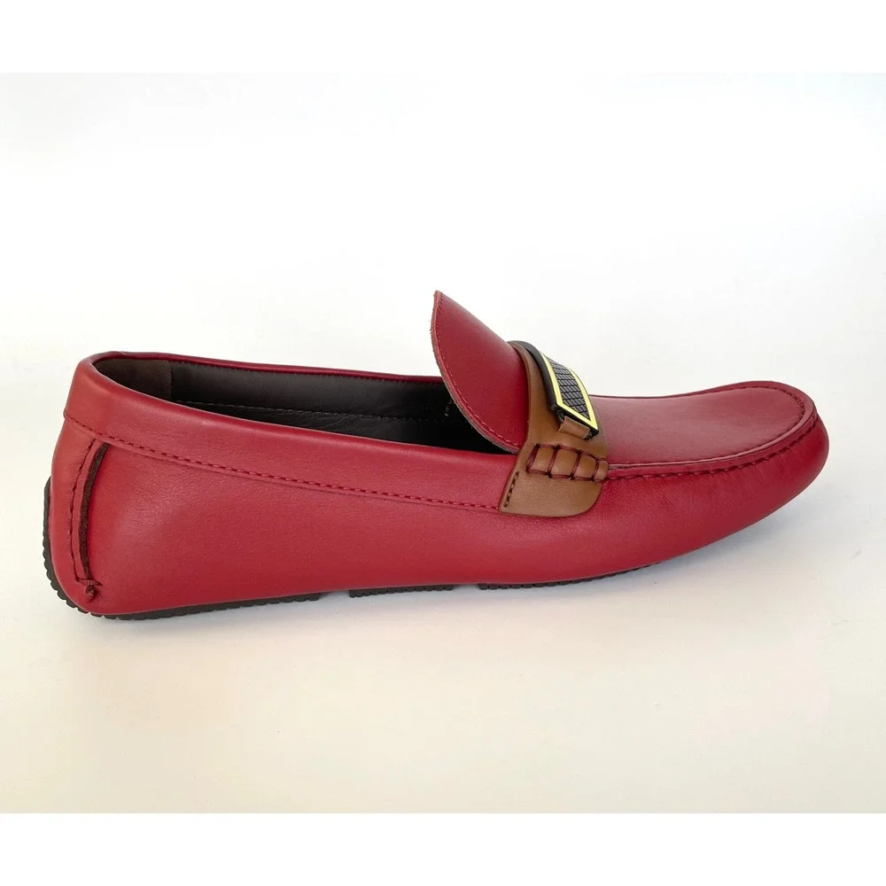 Bottega Veneta Men's Tennis Calf Leather Red Driver Shoe, 548292, sz‎ US9.5